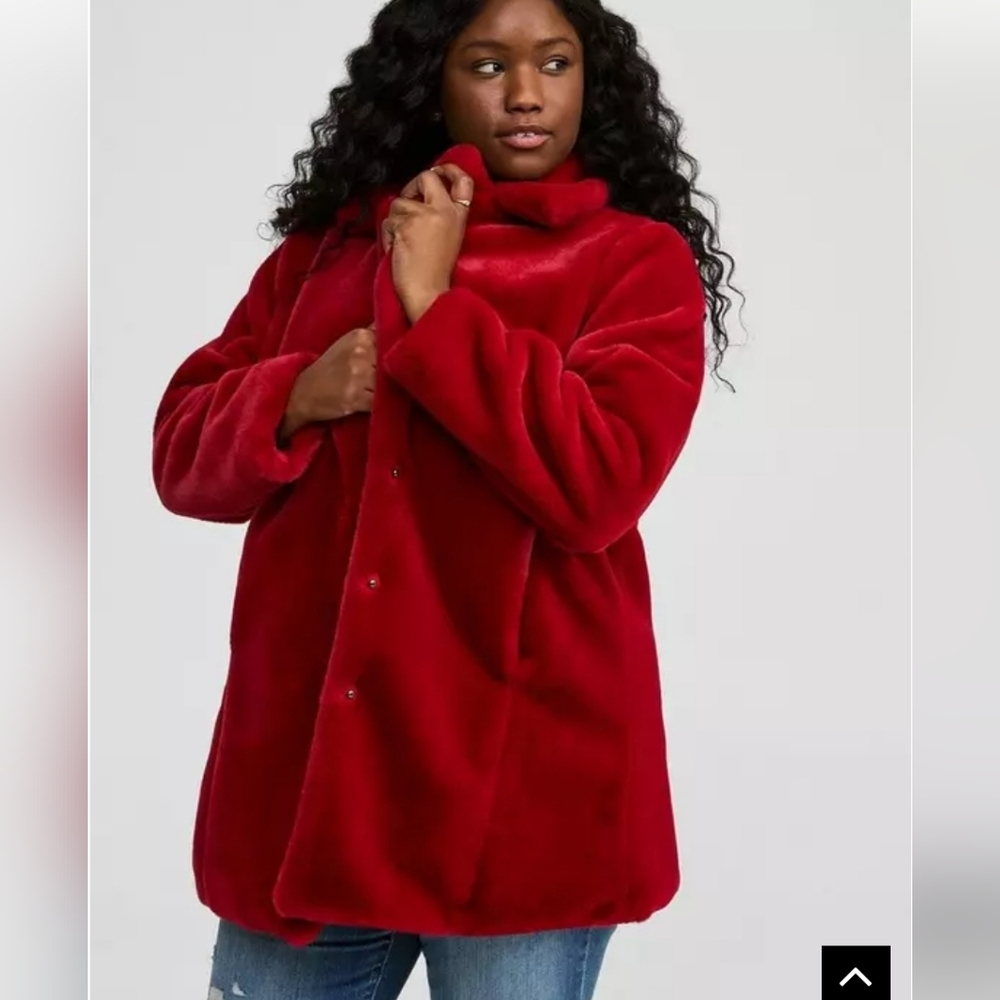 New Without Tags, Torrid, Size 1, Red Soft Lined Coat With Pockets
